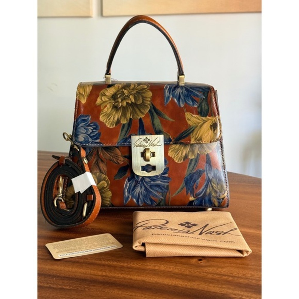 NWT $249 Patricia Nash Marigold Harvest Floral Leather Satchel Crossbody Bag
